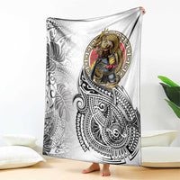 Japanese Samurai Warrior Blanket White Polynesian Tattoo Style LT9 - Polynesian Pride