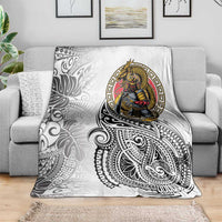 Japanese Samurai Warrior Blanket White Polynesian Tattoo Style LT9 - Polynesian Pride