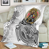 Japanese Samurai Warrior Blanket White Polynesian Tattoo Style LT9 - Polynesian Pride