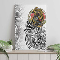 Japanese Samurai Warrior Canvas Wall Art White Polynesian Tattoo Style LT9 - Polynesian Pride