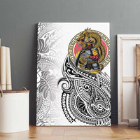 Japanese Samurai Warrior Canvas Wall Art White Polynesian Tattoo Style LT9 - Polynesian Pride
