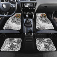 Japanese Samurai Warrior Car Mats White Polynesian Tattoo Style