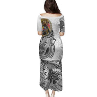 Japanese Samurai Warrior Family Matching Puletasi and Hawaiian Shirt White Polynesian Tattoo Style