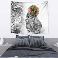 Japanese Samurai Warrior Tapestry White Polynesian Tattoo Style