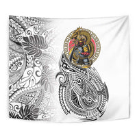 Japanese Samurai Warrior Tapestry White Polynesian Tattoo Style