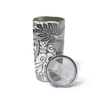 Japanese Samurai Warrior Tumbler Cup White Polynesian Tattoo Style
