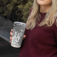 Japanese Samurai Warrior Tumbler Cup White Polynesian Tattoo Style