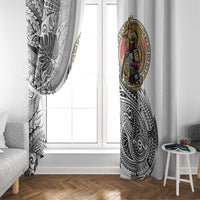Japanese Samurai Warrior Window Curtain White Polynesian Tattoo Style