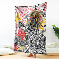 Japanese Samurai Warrior Blanket Colorful Polynesian Tattoo Style LT9 - Polynesian Pride
