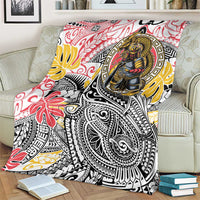 Japanese Samurai Warrior Blanket Colorful Polynesian Tattoo Style LT9 - Polynesian Pride