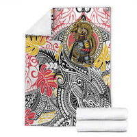 Japanese Samurai Warrior Blanket Colorful Polynesian Tattoo Style LT9 - Polynesian Pride