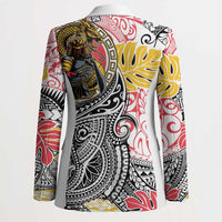 Japanese Samurai Warrior Blazer Colorful Polynesian Tattoo Style - Polynesian Pride