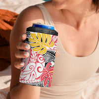 Japanese Samurai Warrior 4 in 1 Can Cooler Tumbler Colorful Polynesian Tattoo Style