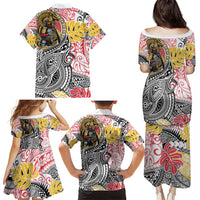 Japanese Samurai Warrior Family Matching Puletasi and Hawaiian Shirt Colorful Polynesian Tattoo Style