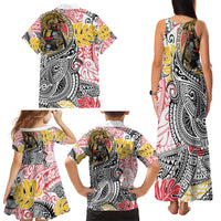 Japanese Samurai Warrior Family Matching Tank Maxi Dress and Hawaiian Shirt Colorful Polynesian Tattoo Style