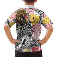 Japanese Samurai Warrior Kid Hawaiian Shirt Colorful Polynesian Tattoo Style