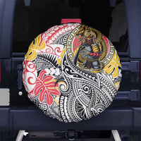 Japanese Samurai Warrior Spare Tire Cover Colorful Polynesian Tattoo Style
