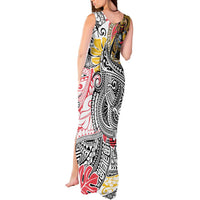 Japanese Samurai Warrior Tank Maxi Dress Colorful Polynesian Tattoo Style