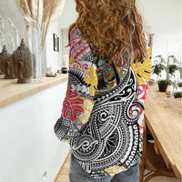 Japanese Samurai Warrior Women Casual Shirt Colorful Polynesian Tattoo Style LT9 - Polynesian Pride