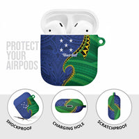 Solomon Islands Independence Day 1978 Personalised AirPods Case Polynesian Pattern with Flag Style - Polynesian Pride
