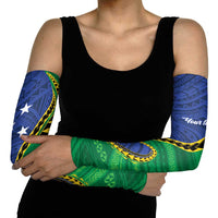 Solomon Islands Independence Day 1978 Personalised Arm Sleeves Polynesian Pattern with Flag Style - Polynesian Pride