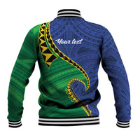 Solomon Islands Independence Day 1978 Personalised Baseball Jacket Polynesian Pattern with Flag Style