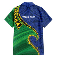Solomon Islands Independence Day 1978 Personalised Family Matching Off Shoulder Maxi Dress and Hawaiian Shirt Polynesian Pattern with Flag Style