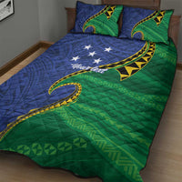 Solomon Islands Independence Day 1978 Personalised Quilt Bed Set Polynesian Pattern with Flag Style