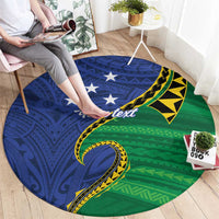 Solomon Islands Independence Day 1978 Personalised Round Carpet Polynesian Pattern with Flag Style