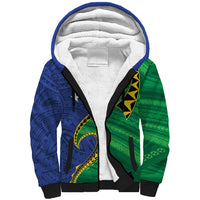 Solomon Islands Independence Day 1978 Personalised Sherpa Hoodie Polynesian Pattern with Flag Style