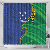 Solomon Islands Independence Day 1978 Personalised Shower Curtain Polynesian Pattern with Flag Style