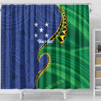 Solomon Islands Independence Day 1978 Personalised Shower Curtain Polynesian Pattern with Flag Style