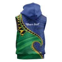 Solomon Islands Independence Day 1978 Personalised Sleeveless Zip Hoodie Polynesian Pattern with Flag Style - Polynesian Pride