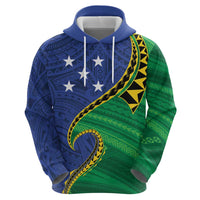 Solomon Islands Independence Day 1978 Personalised Zip Hoodie Polynesian Pattern with Flag Style