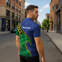 Solomon Islands Independence Day 1978 Personalised Zipper Polo Shirt Polynesian Pattern with Flag Style - Polynesian Pride