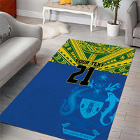 Solomon Islands Rugby Custom Area Rug Simple Coat of arm Polynesian Pattern