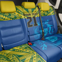 Solomon Islands Rugby Custom Back Car Seat Cover Simple Coat of arm Polynesian Pattern