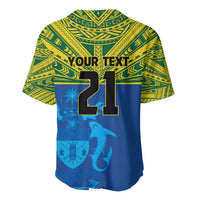 Solomon Islands Rugby Custom Baseball Jersey Simple Coat of arm Polynesian Pattern