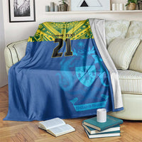 Solomon Islands Rugby Custom Blanket Simple Coat of arm Polynesian Pattern LT9 Gold - Polynesian Pride