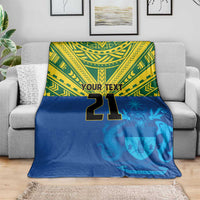 Solomon Islands Rugby Custom Blanket Simple Coat of arm Polynesian Pattern LT9 - Polynesian Pride