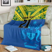 Solomon Islands Rugby Custom Blanket Simple Coat of arm Polynesian Pattern LT9 - Polynesian Pride