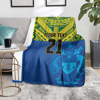Solomon Islands Rugby Custom Blanket Simple Coat of arm Polynesian Pattern LT9 - Polynesian Pride