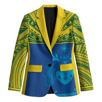 Solomon Islands Rugby Custom Blazer Simple Coat of arm Polynesian Pattern - Polynesian Pride