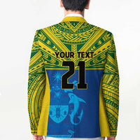 Solomon Islands Rugby Custom Blazer Simple Coat of arm Polynesian Pattern - Polynesian Pride