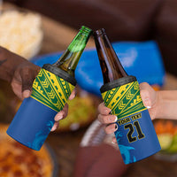 Solomon Islands Rugby Custom 4 in 1 Can Cooler Tumbler Simple Coat of arm Polynesian Pattern