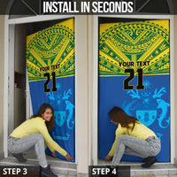 Solomon Islands Rugby Custom Door Cover Simple Coat of arm Polynesian Pattern - Polynesian Pride