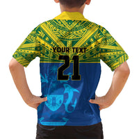 Solomon Islands Rugby Custom Family Matching Puletasi and Hawaiian Shirt Simple Coat of arm Polynesian Pattern