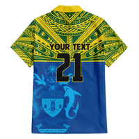 Solomon Islands Rugby Custom Family Matching Summer Maxi Dress and Hawaiian Shirt Simple Coat of arm Polynesian Pattern