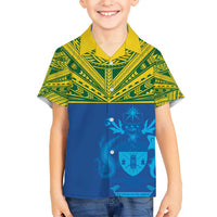 Solomon Islands Rugby Custom Hawaiian Shirt Simple Coat of arm Polynesian Pattern