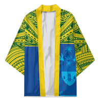 Solomon Islands Rugby Custom Kimono Simple Coat of arm Polynesian Pattern - Polynesian Pride